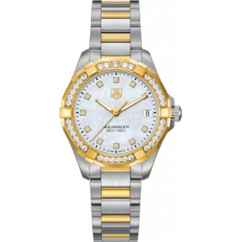 Tag Heuer Aquaracer Pearl Dial Diamond & Gold Women's Watch WAY1353-BD0917